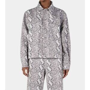 NEW HANSEN & GRETEL morgan studded denim jacket in python print